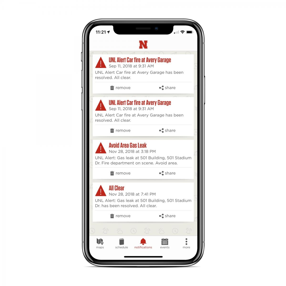 Nebraska App notifications screen