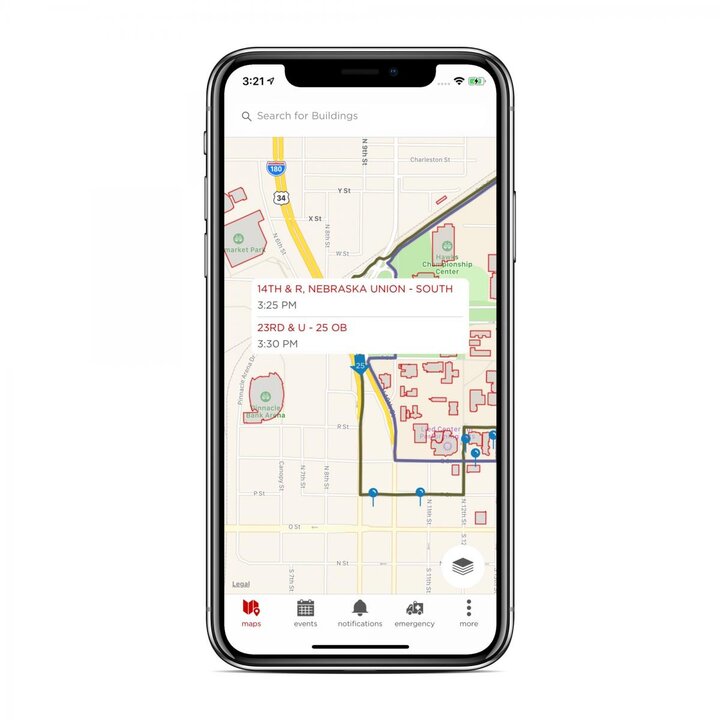 Nebraska App maps screen