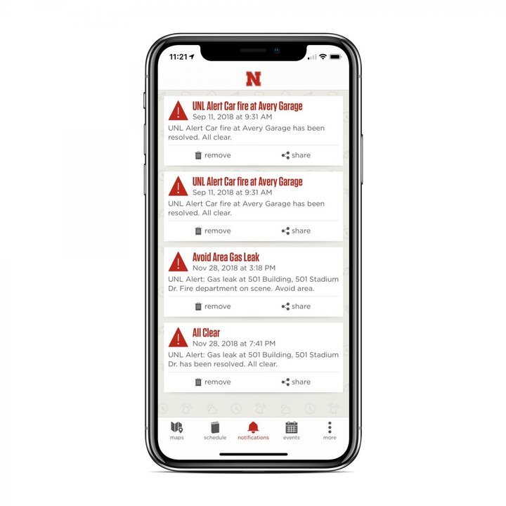 Nebraska App notifications screen